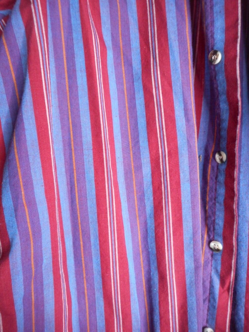 Vtg Sears Size L Striped Blue Burgundy Long sleeve Shirt button front mens - Picture 4 of 5